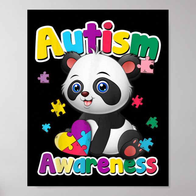 Poster Autismo Sensibilização Panda Quebra-cabeça - Peças (Frente)