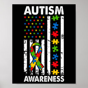 Poster Autismo Sensibilização Quebra-cabeça de Bandeira A