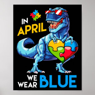 Poster Autismo Sensibilização Trex Dino Dinossauro Dinoss