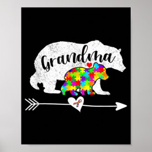Poster Autismo Sensibilização Vovó Urso Suporta Autista