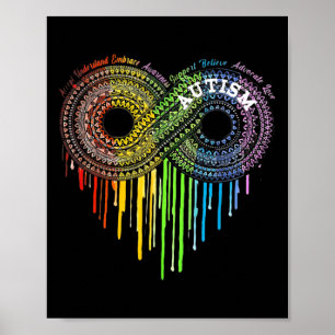Poster Autismo Símbolo Infinito Arco Arco-Íris Sensibiliz