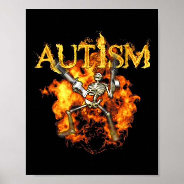 Poster Autismo Skeleton Torna Bones Engraçados (Frente)
