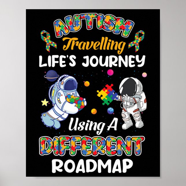 Poster Autismo viajando astronauta da vida (Frente)