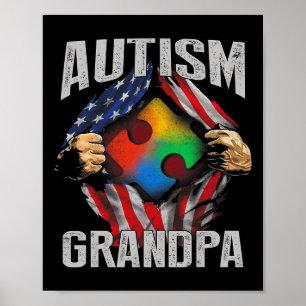 Poster Autismo Vovô Americano Bandeira Autismo Sensibiliz
