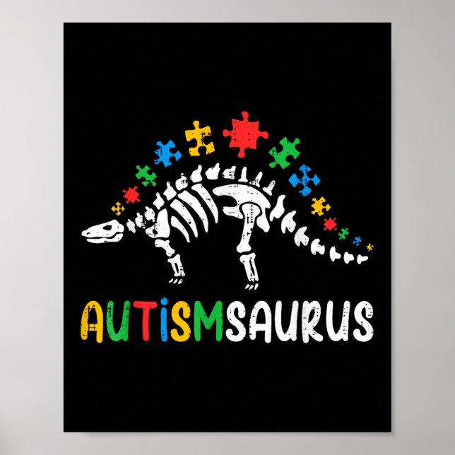 Poster Autismsaurus Dinossaur Boys Crianças Toddler Autis (Frente)