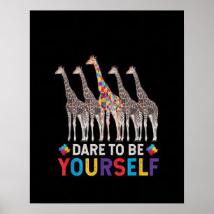 Poster Autista Atreve-Se A Ser Uma Peça De Quebra-cabeç