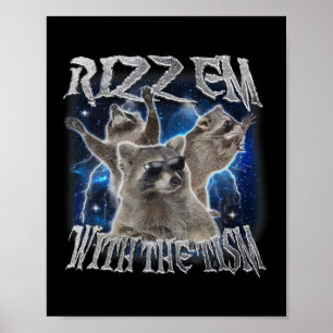 Poster Autista Racoon Autismo Meme Engraçado Rizz Em Com