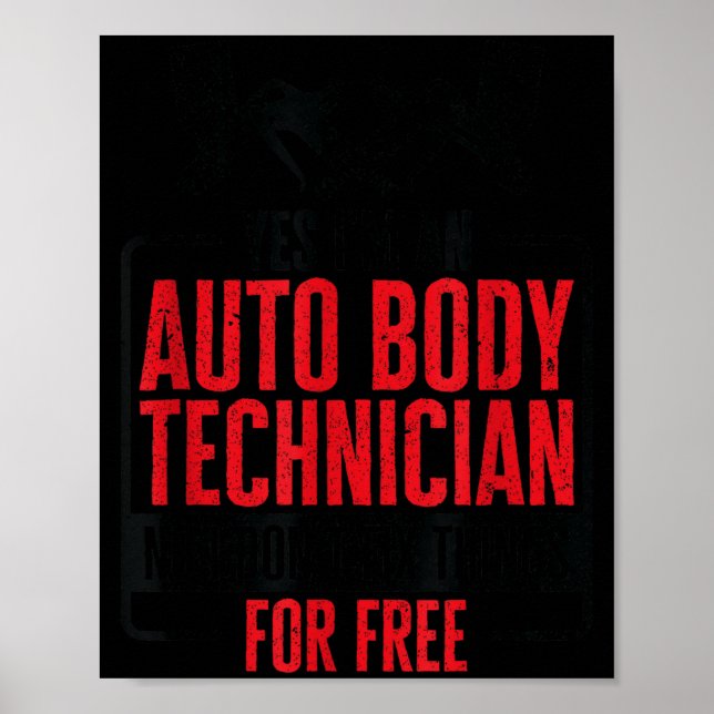Poster Auto Body Technician Vehicle Repair Car Maintenanc (Frente)
