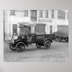 Póster Auto caminhão de entrega da fonte, 1915. Foto do