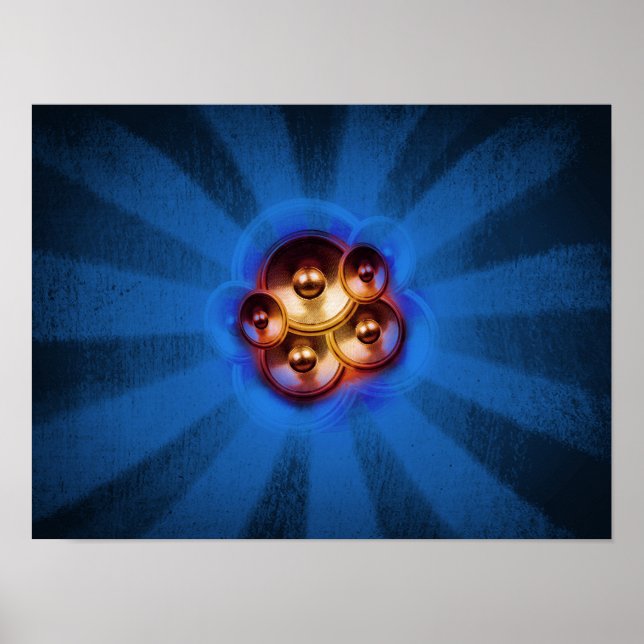 Poster Auto-falantes de música e explosão solar (Frente)
