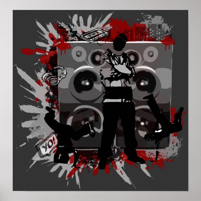 Póster Auto-falantes Hip Hop (Frente)