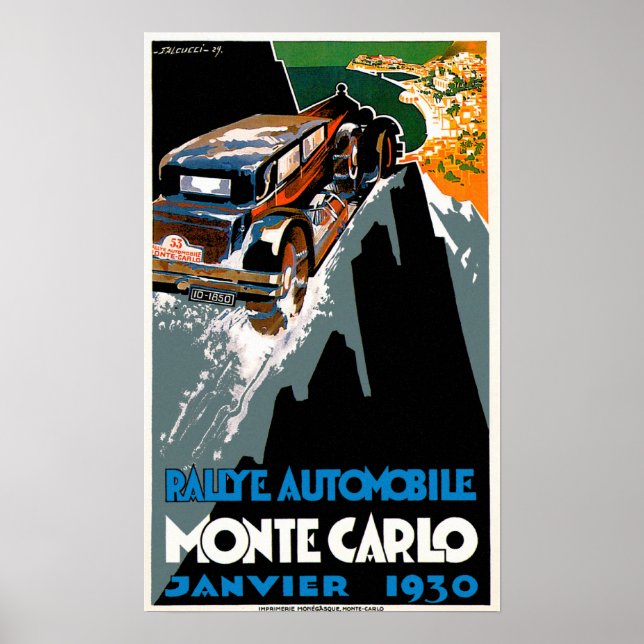 Poster Auto Rally Monte Carlo ~ Vintage Automobile Ad (Frente)