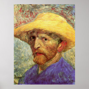 Póster Auto-Retrato com o chapéu de palha por Vincent va