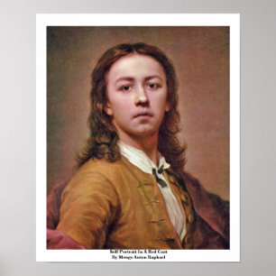 Póster Auto-Retrato em um casaco vermelho por Raphael de