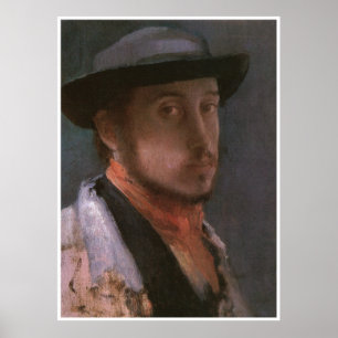 Poster Auto-Retrato em um chapéu macio, Edgar Degas 1857