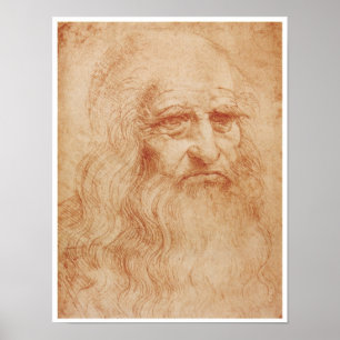 Póster Auto-Retrato, giz vermelho, Leonardo da Vinci,