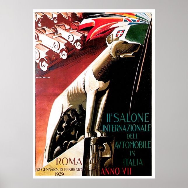 poster Auto Roma Itália Auto Show 1929 (Frente)