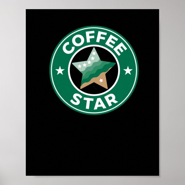 Poster Autocolante de estrela do café (Frente)
