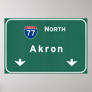 Póster Autoestrada da estrada nacional de Akron Ohio oh: