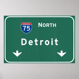 Póster Autoestrada da estrada nacional de Detroit