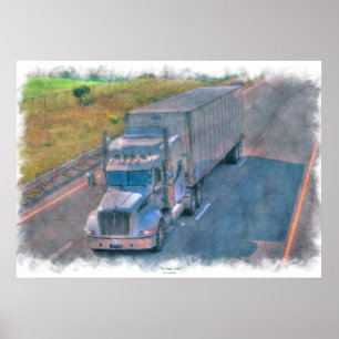 Poster Autoestrada de Caminhão de Mercadorias Prateado, A