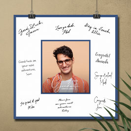 Poster Autógrafo de Formatura Foto Azul