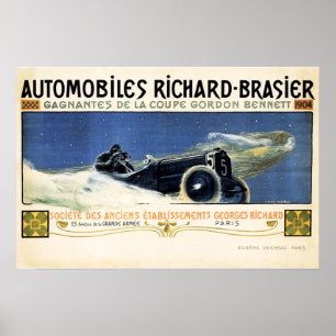 Poster AUTOMOBILES RICHARD BRASIER Advertisement Velho