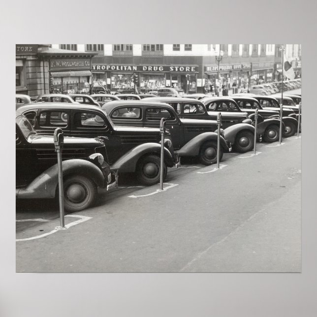 Poster Automóveis em Omaha, 1938. Foto Antiga (Frente)