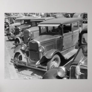 Poster Automóveis na Main Street, 1941. Foto Antiga