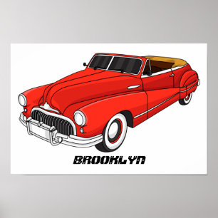 Poster Automóvel clássico vermelho 1948 