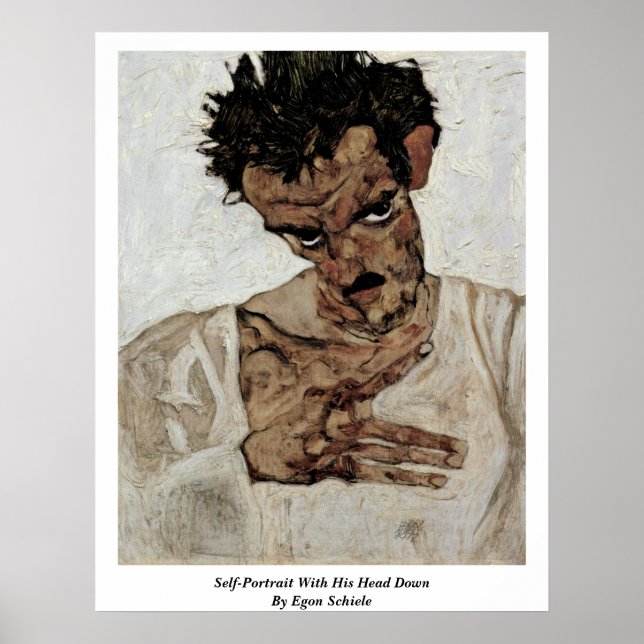 Póster Autoretrato Com A Cabeça Para Baixo Por Egon Schie (Frente)