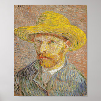Poster Autorretrato com chapéu de palha (1887)
