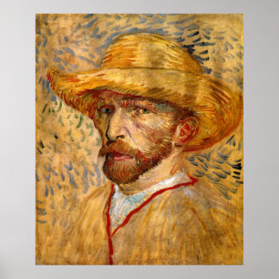 Póster Autorretrato com Chapéu de Palha, Vincent Van Gog
