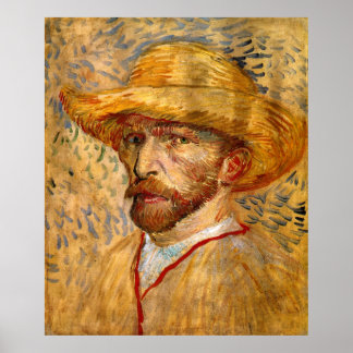 Póster Autorretrato com Chapéu de Palha, Vincent Van Gogh