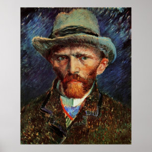 Póster Autorretrato com Cinza Felt Hat por van Gogh