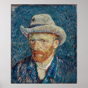 Poster Autorretrato com Cinza Felt Hat por Vincent van Go