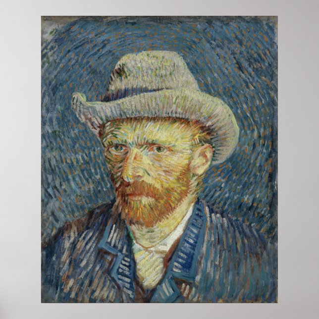 Póster Autorretrato com Cinza Felt Hat Van Gogh (Frente)