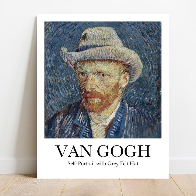 Poster Autorretrato com Cinza Felt Hat Vincent van Gogh (Own Van Gogh's Bold Vision: Self-Portrait Poster. Vivid colors, museum quality)