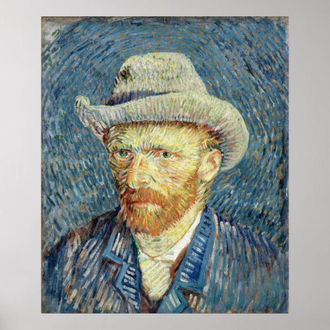 Poster Autorretrato com Felt Hat Vincent van Gogh (Frente)