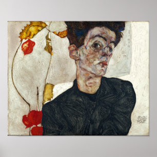 Poster Autorretrato com Physalis   Egon Schiele  