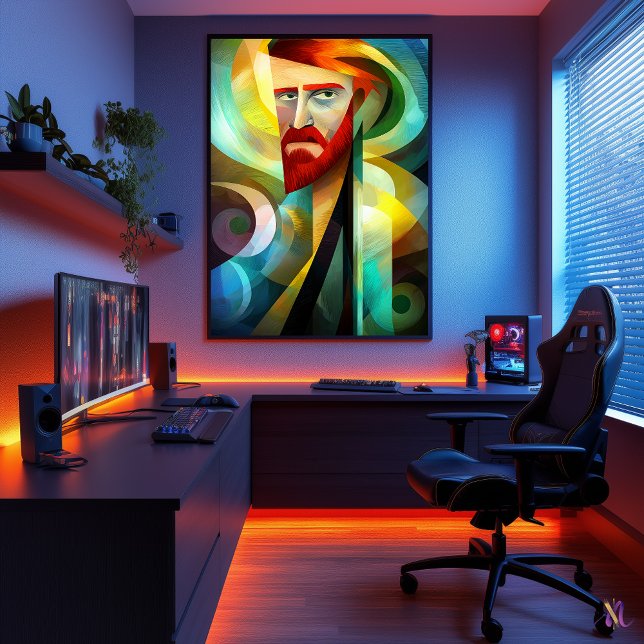 Poster Autorretrato - Cubista inspirado por Van Gogh (Criador carregado)