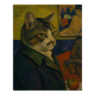 Póster Autorretrato de Paul Gauguin Vol. 2 como um Gato