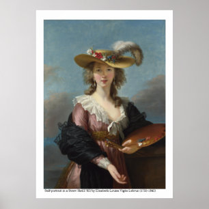 Poster Autorretrato em um Chapéu de Palha 1782