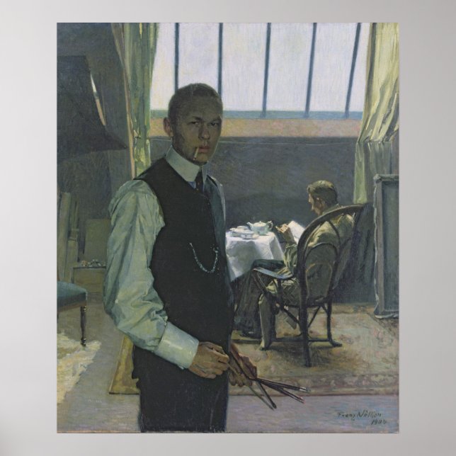 Póster Autorretrato no Studio, 1904 (Frente)