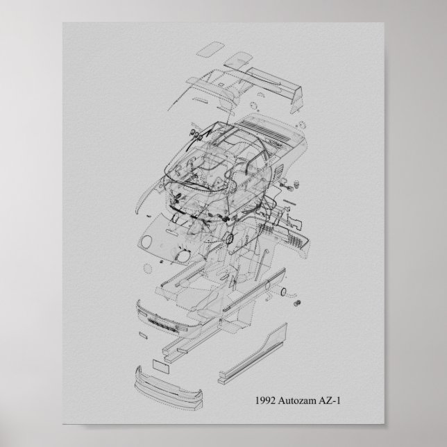 Poster Autozam AZ-1 Blueprint 1992 (Frente)