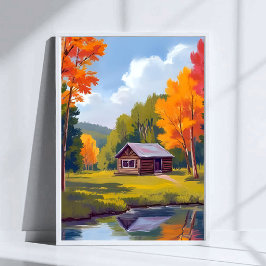 Poster Autumn Abode Lakeside Cottage