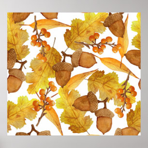 Poster Autumn Acorns: Design de Ação de Graças de Waterco