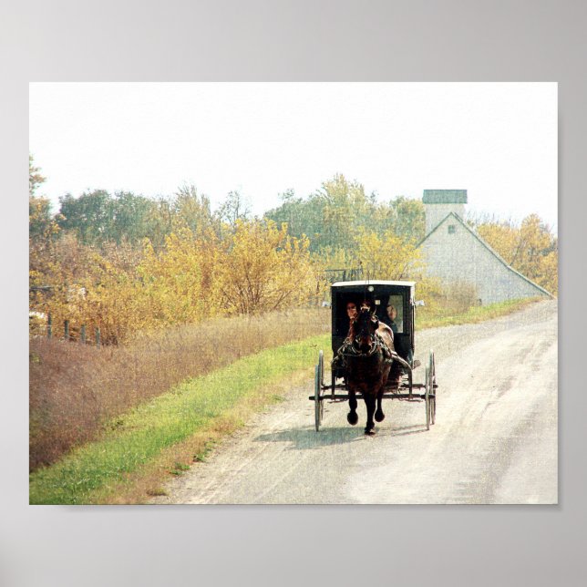 Poster Autumn Amish Horse and Buggy (Frente)