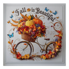 Póster Autumn Bicycle Ação de Graças Blooms Wall Art