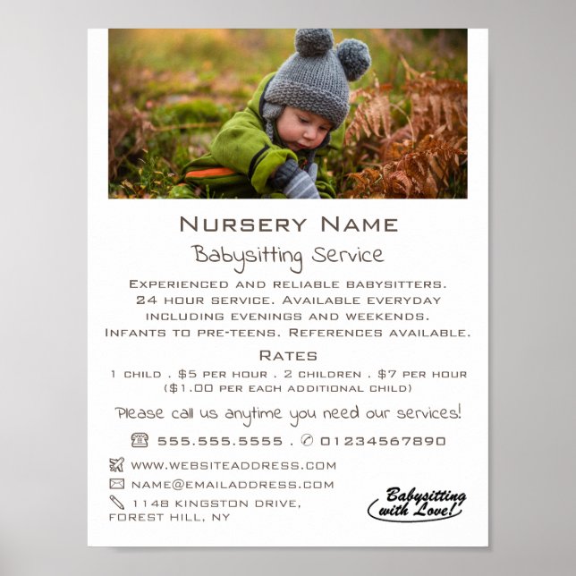 Poster Autumn Child, Babysitter, creche, Nursert Advert (Frente)